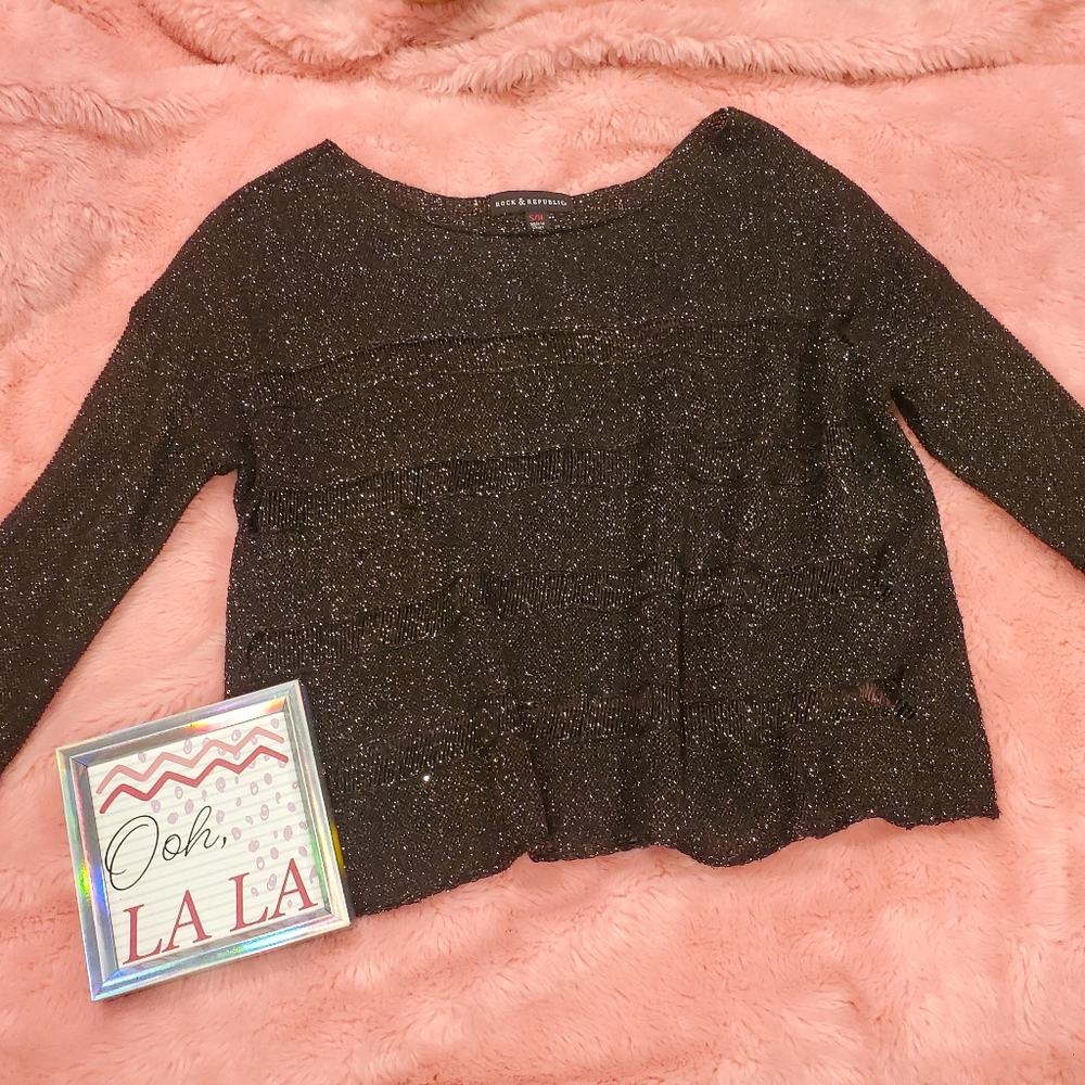 Rock & Republic metallic knit top - Picture 1 of 15